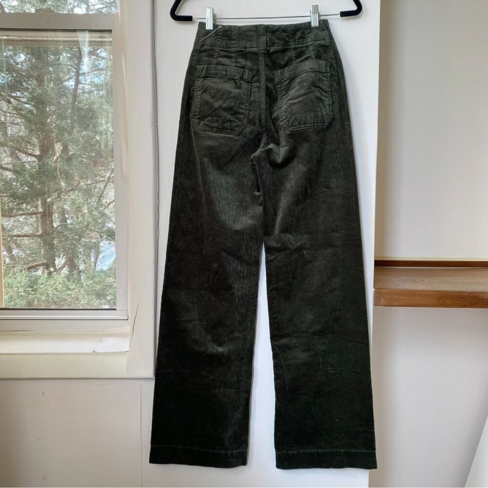 New Anthropologie The Colette Cord Full-Length Wide-Leg Pants Green 24 - Picture 6 of 11